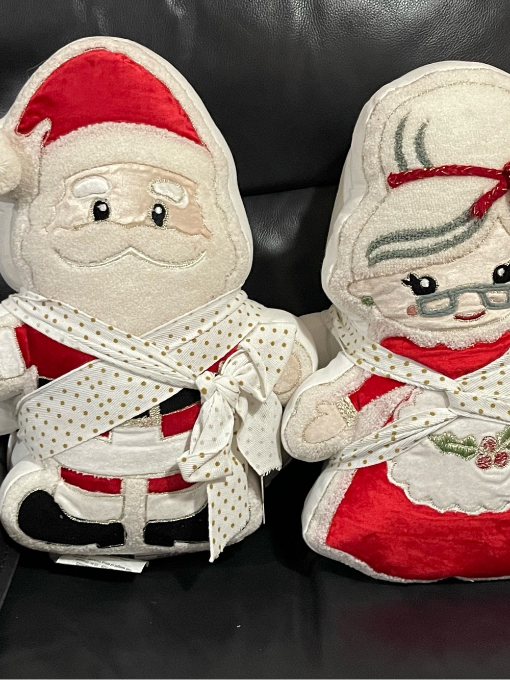 Christmas Isaac Mizrahi Mr and Mrs Santa Head Pillows - Christmas Santa Pillows